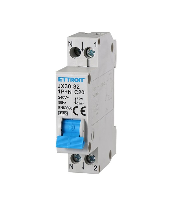 ETTROIT Interruttore Magnetotermico Automatico 1P+N 20A 4500A 220V Salvavita Stotz Occupa 1 Modulo DIN