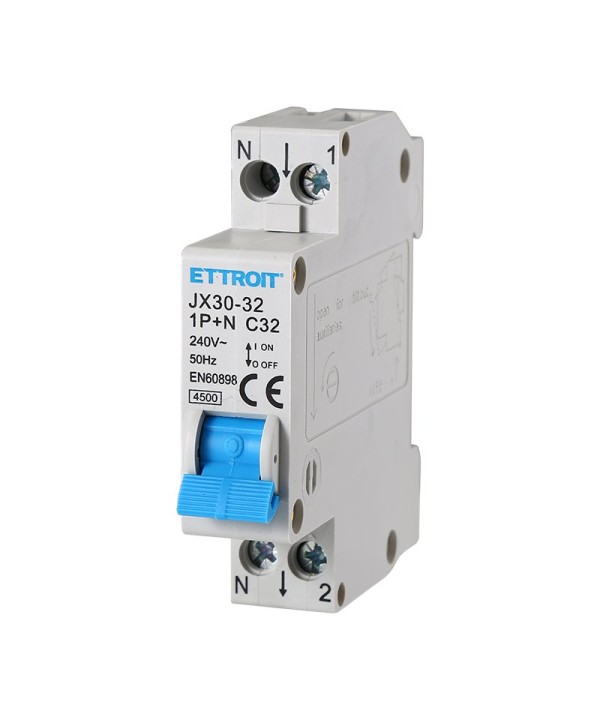 ETTROIT Interruttore Magnetotermico Automatico 1P+N 32A 4500A 220V Salvavita Stotz Occupa 1 Modulo DIN