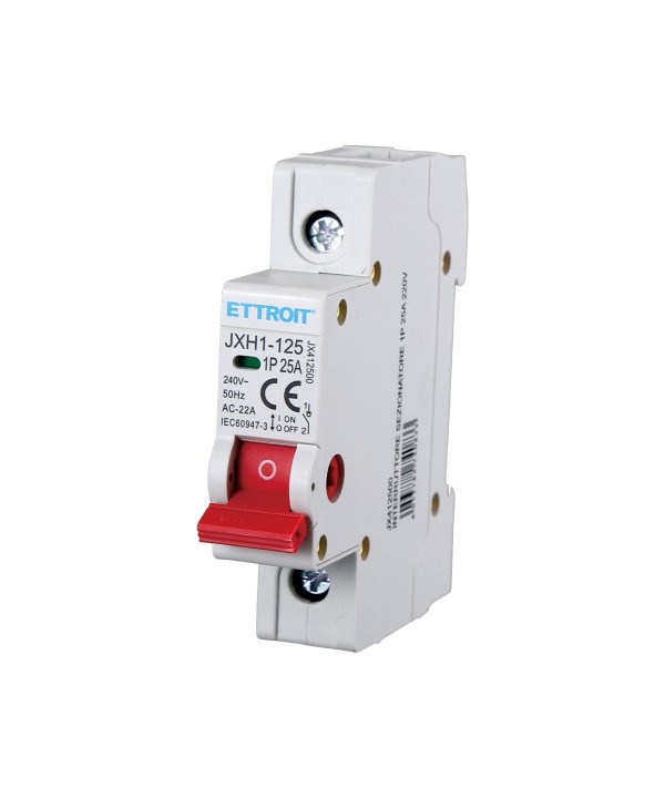 Interruttore Sezionatore 1P 25A 240VAC Guida DIN JXH1-125-1P-25A