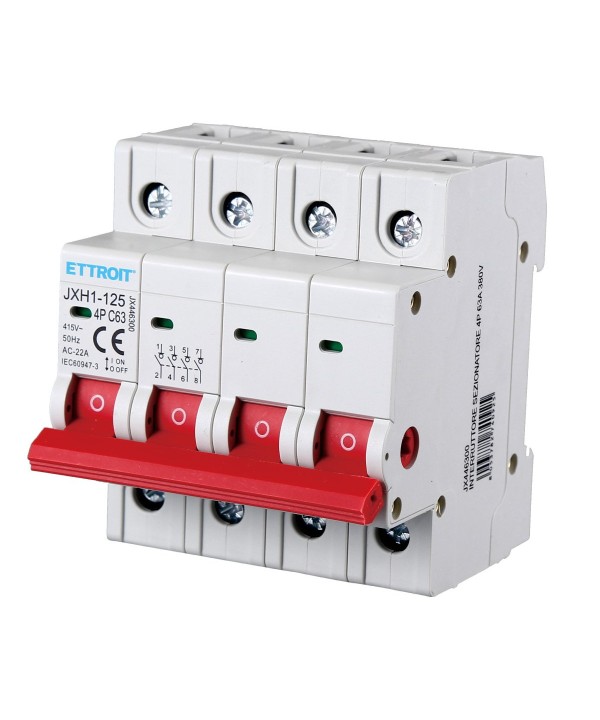 Interruttore Sezionatore 4P 63A 415VAC Guida DIN JXH1-125-4P-63A