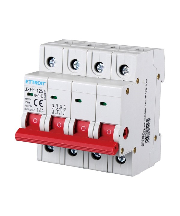 Interruttore Sezionatore 4P 100A 415VAC Guida DIN JXH1-125-4P-100A