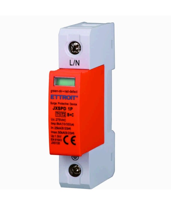 ETTROIT Scaricatore Di Sovratensione 220V T1+T2 B+C 1P 275V 8KA 25KA Occupa 1 Modulo DIN