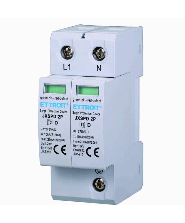 ETTROIT Scaricatore Di Sovratensione 220V T2 2P 275V 10KA Occupa 2 Moduli DIN