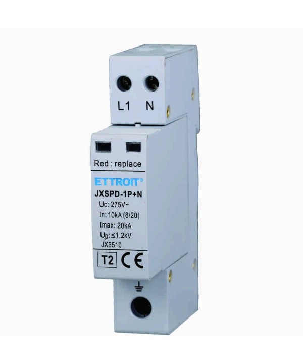 ETTROIT Scaricatore Di Sovratensione 220V T2 1P+N 275V 10KA 2 Poli Occupa 1 Modulo DIN