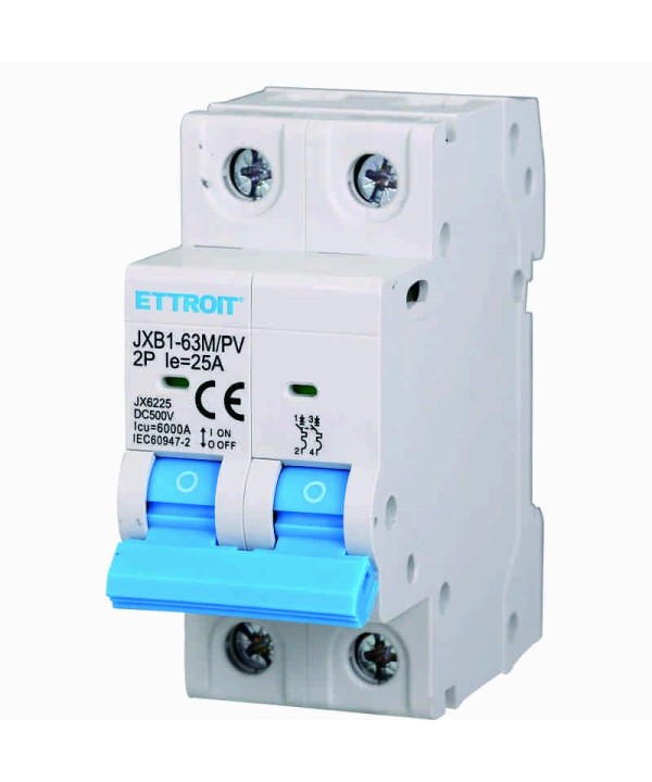 Interruttore Magnetotermico Fotovoltaico 2P DC 500V 25A 6kA Occupa 2 Moduli DIN