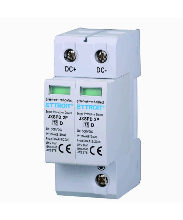 Scaricatore Di Sovratensione Fotovoltaico Tipo 2 T2 D 2P DC 500V 2.8KV 10KA Occupa 2 Moduli DIN