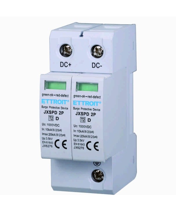 Scaricatore Di Sovratensione Fotovoltaico Tipo 2 T2 D 2P DC 1000V 3.5KV 10KA Occupa 2 Moduli DIN