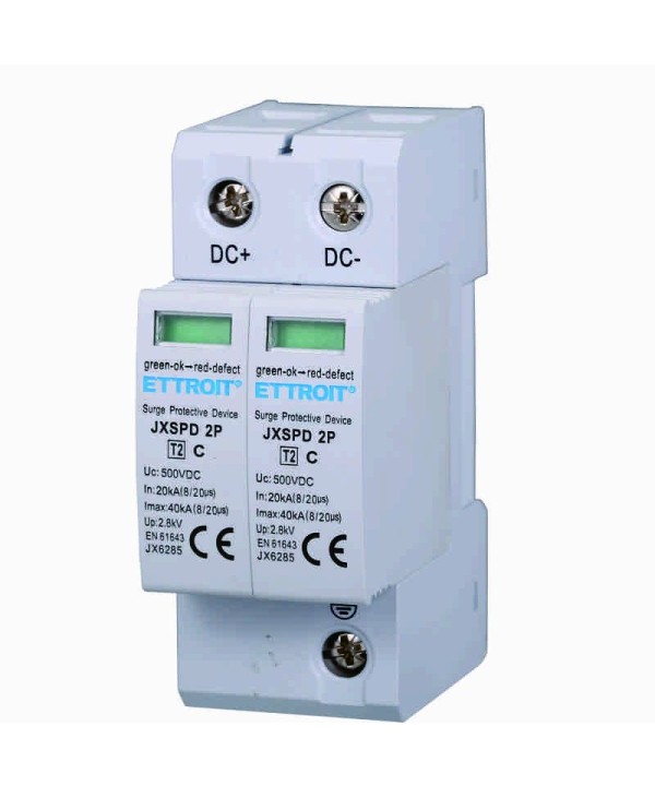 Scaricatore Di Sovratensione Fotovoltaico Tipo 2 T2 C 2P DC 500V 2.8KV 20KA Occupa 2 Moduli DIN