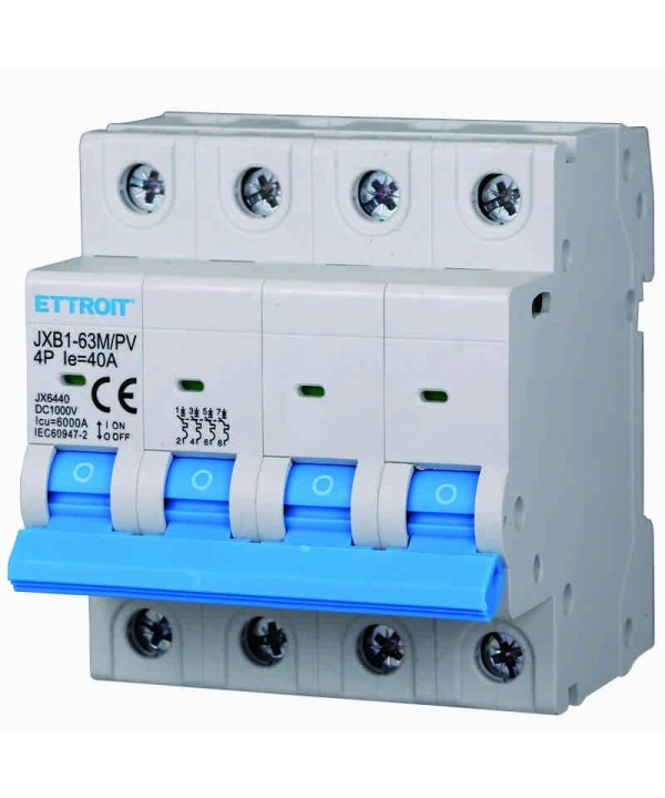 Interruttore Magnetotermico Fotovoltaico 4P DC 1000V 40A 6kA Occupa 4 Moduli DIN