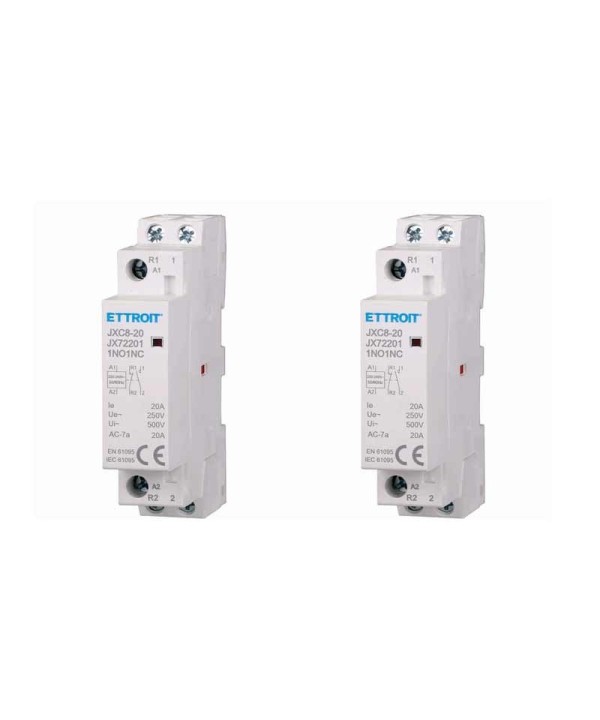 2 Pezzi Contattore AC 2P 20A 1NO+1NC 250V Occupa 1 Modulo DIN