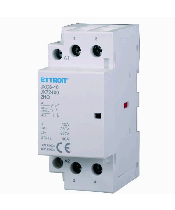 Contattore AC 2P 40A 2NO 250V Occupa 2 Moduli DIN