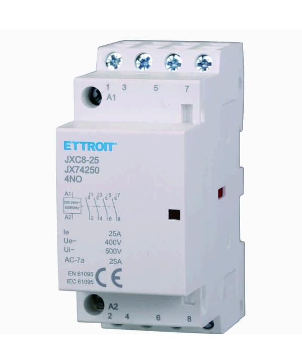 Contattore AC 4P 25A 4NO 380V Occupa 2 Moduli DIN