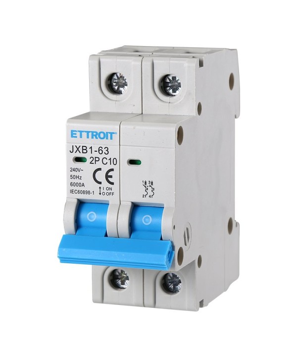 ETTROIT Interruttore Magnetotermico Automatico 2P 10A 6000A 220V Salvavita Stotz Occupa 2 Moduli DIN