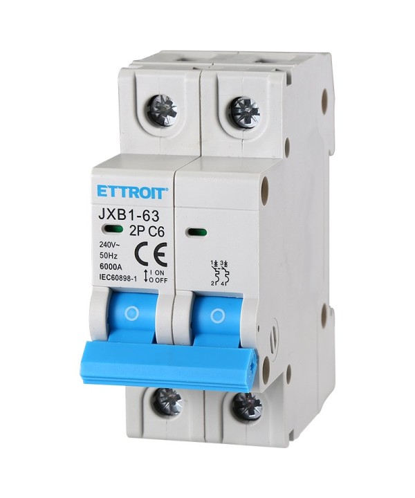 ETTROIT Interruttore Magnetotermico Automatico 2P 6A 6000A 220V Salvavita Stotz Occupa 2 Moduli DIN