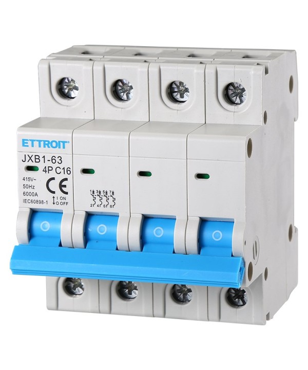 ETTROIT Interruttore Magnetotermico Automatico 4P 16A 6000A 220V 380V Salvavita Stotz Occupa 4 Moduli DIN