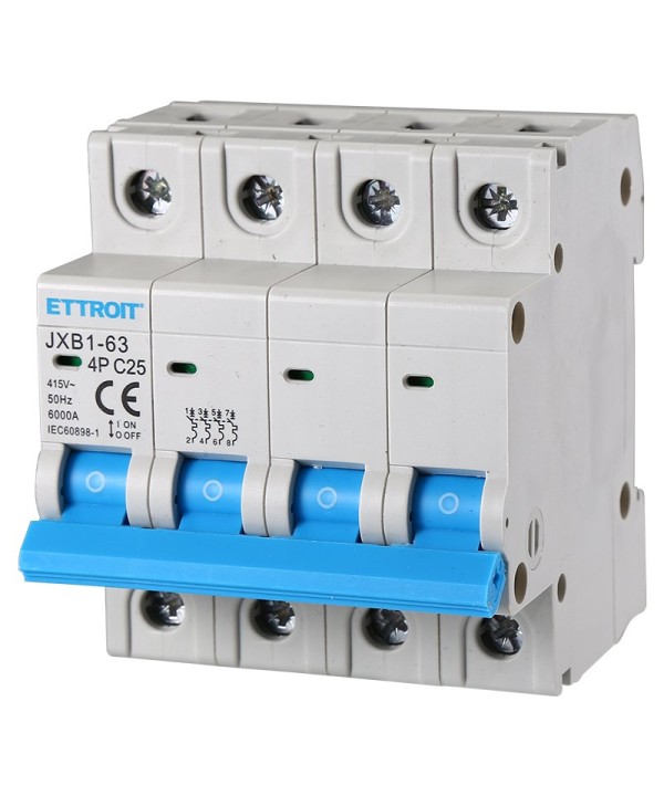 ETTROIT Interruttore Magnetotermico Automatico 4P 25A 6000A 220V 380V Salvavita Stotz Occupa 4 Moduli DIN