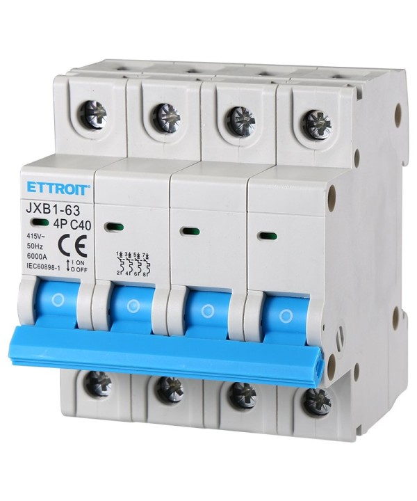 ETTROIT Interruttore Magnetotermico Automatico 4P 40A 6000A 220V 380V Salvavita Stotz Occupa 4 Moduli DIN