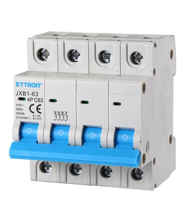 ETTROIT Interruttore Magnetotermico Automatico 4P 63A 6000A 220V 380V Salvavita Stotz Occupa 4 Moduli DIN