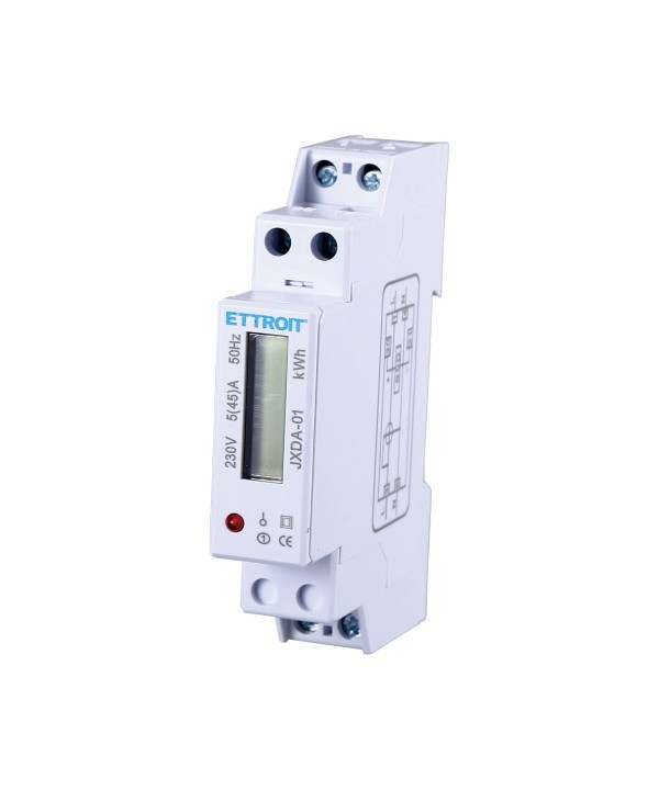 Contatore Energia Elettrica Per Uso Domestico 220V 5(45)A Occupa 1 Modulo Guida DIN