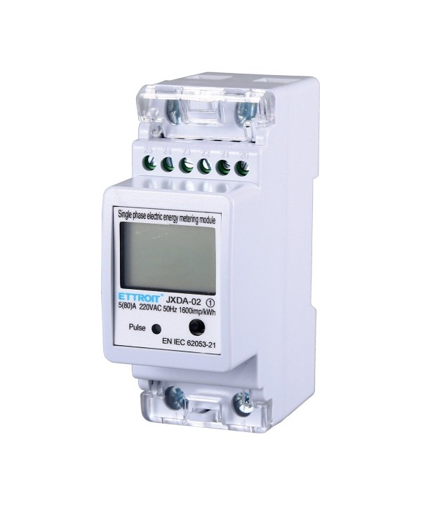 Contatore Energia Elettrica Per Uso Domestico 220V 5(80)A Occupa 2 Moduli Guida DIN