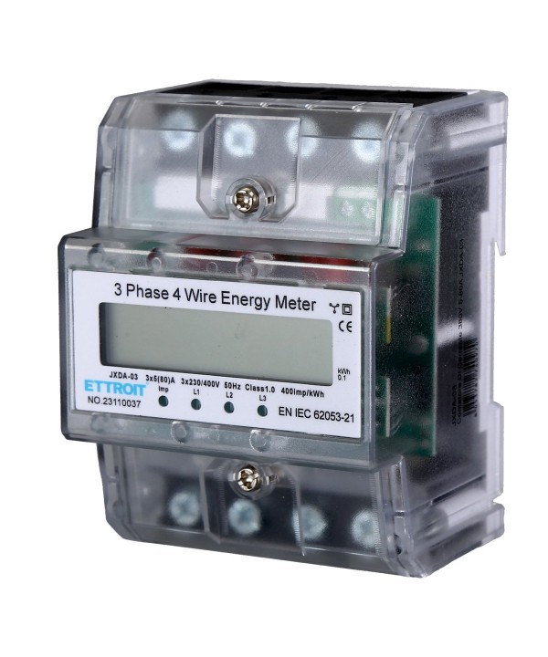 Contatore Energia Elettrica Trifase 220V 380V 5-80A Occupa 4 Moduli Guida DIN