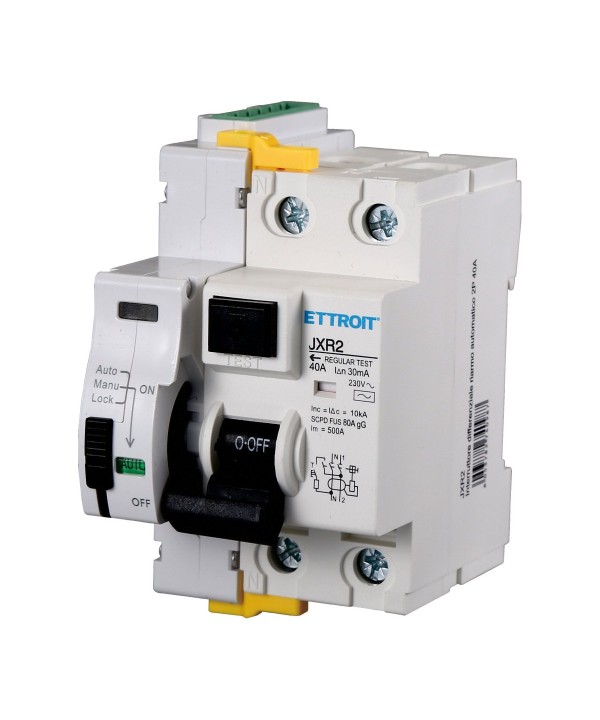 Interruttore Differenziale Riarmo Automatico Su Guida DIN 2P 40A 230V 30mA 10kA Salvavita Stop Go Auto Riarmabile