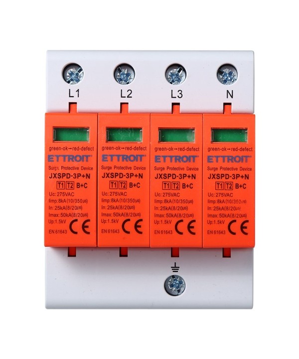 ETTROIT Scaricatore Di Sovratensione 220V T1+T2 220V 3P+N 4 Poli Occupa 4 Modulo DIN