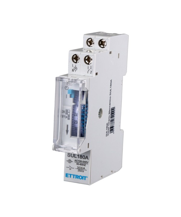 Temporizzatore 24 Ore Su Guida DIN Timer Orario Meccanico 220V 16A SUL180A