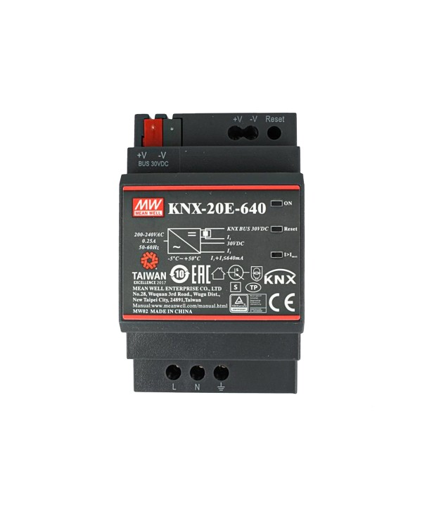 MeanWell KNX-20E-640 Alimentatore KNX 30V 640 mA 19,2W Konnex Per Guida DIN Binario