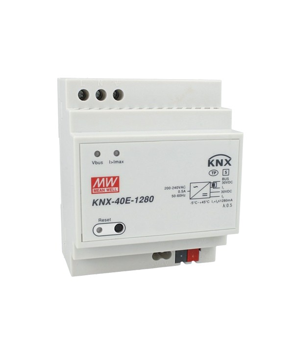 MeanWell KNX-40E-1280 Alimentatore KNX 30V 1280 mA 38,4W Konnex Per Guida DIN Binario