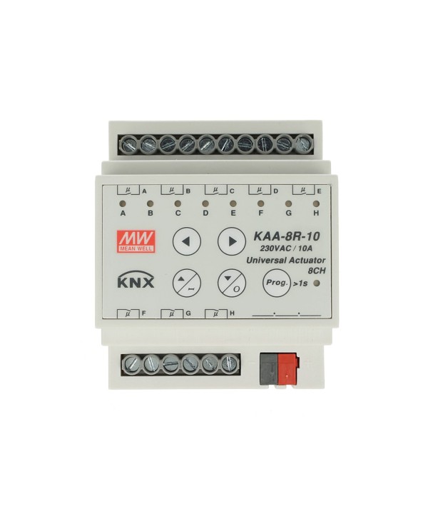 MeanWell KAA-8R-10 Attuatore KNX Universale Relay On/Off 8 Canali 10A Konnex Con Guida DIN Binario Per Tapparelle Saracinesche