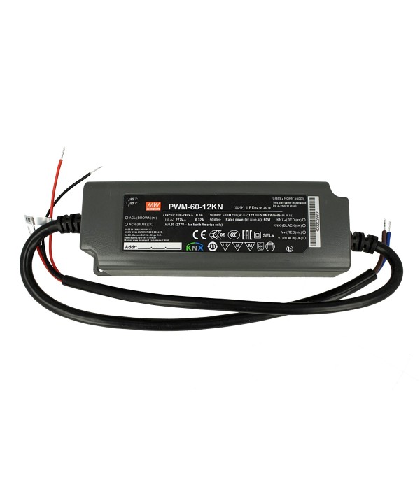 MeanWell PWM-60-12KN Trasformatore CV 12V 5A 60W Dimmerabile KNX Konnex IP67