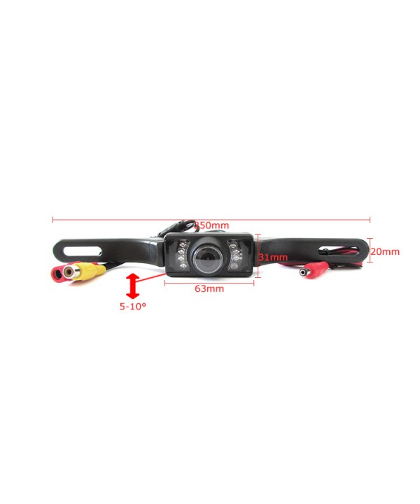 Telecamera Retromarcia Portatarga Infrarossa Stagna IP65 7 Led 12V Per Auto