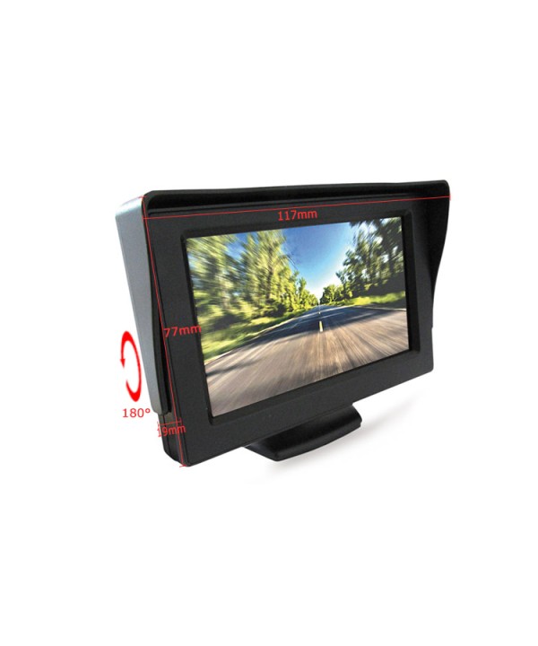 Monitor TFT LCD 4,3'' Slim Orientabile a 160 Gradi Doppio Ingresso Video Per Telecamera Retromarcia