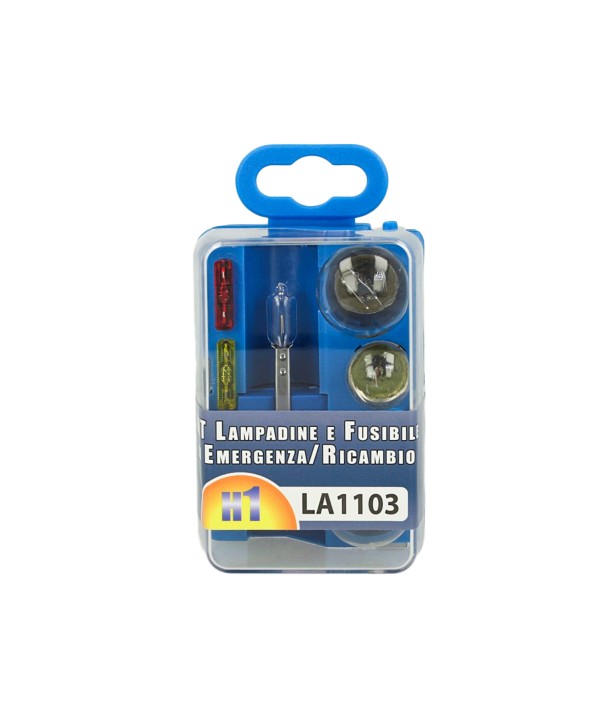 Kit Lampade Ricambio Emergenza Alogena Auto Bulbset H1 12V 3 Fusibile (8 pz)