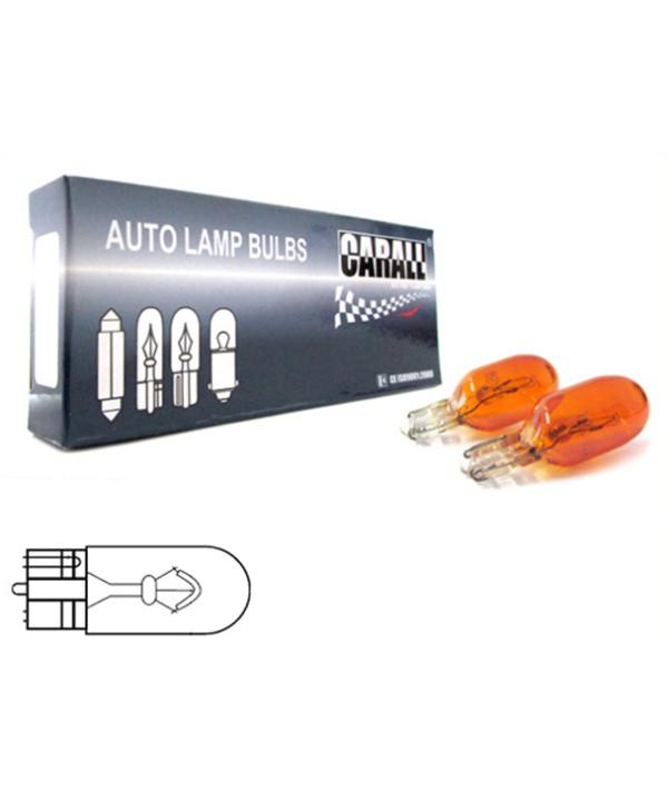 10 Pezzi Lampada Alogena T10 WY5W 12V 5W Amber Arancione Zoccolo Vetro W2,1x9,5d