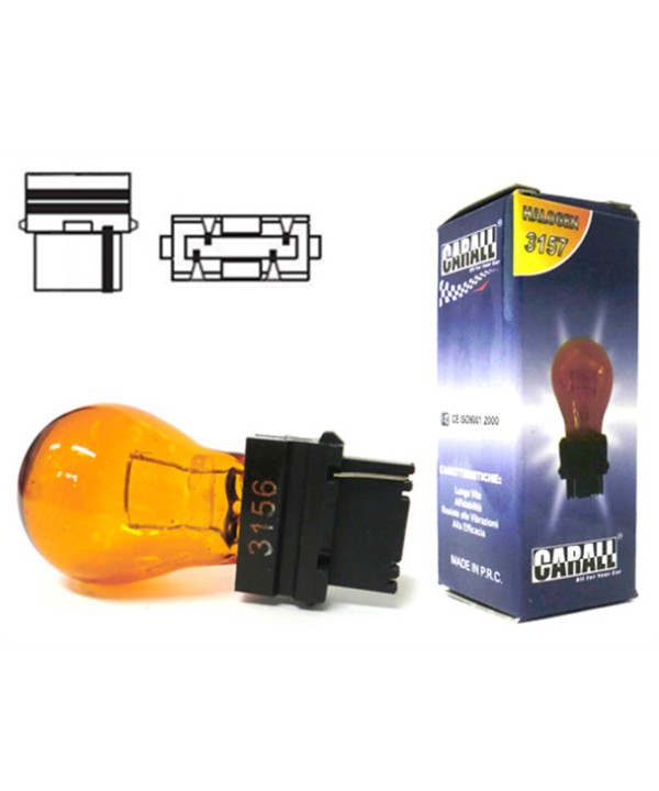 2 PZ Lampada Alogena 3156 Amber T25 PY27W 12V 27W W2.5x16d Arancione Mono Filamento