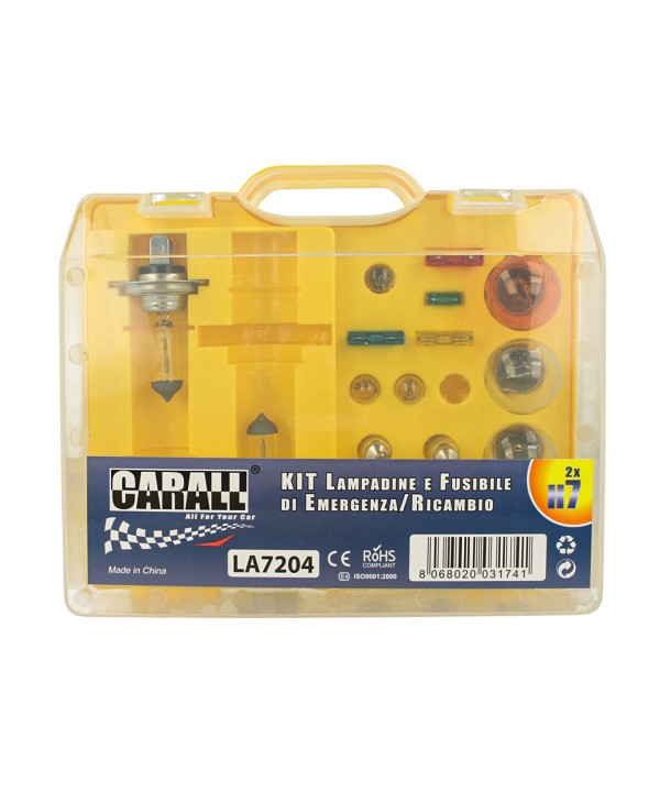 Kit Lampade Ricambio Emergenza Alogena Auto Bulbset 2X H7 12V 4 Fusibile (17 pz)