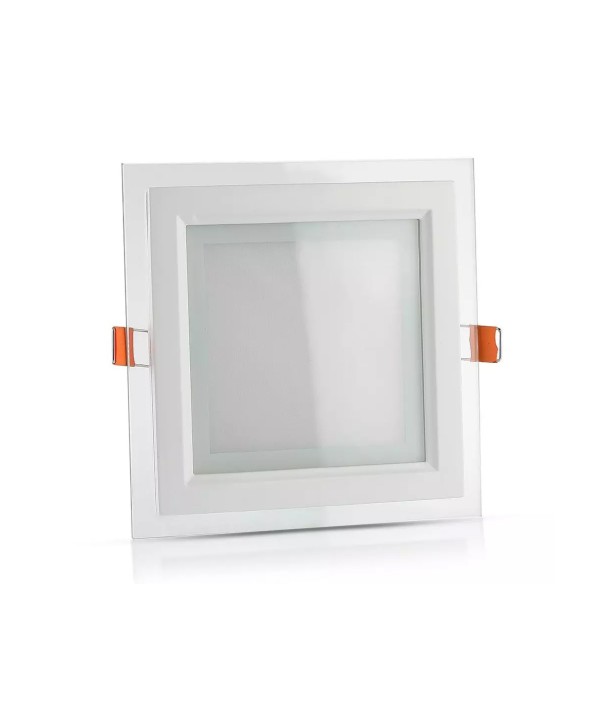 Faretto Led Da Incasso Quadrato 18W Bianco Freddo Con Vetro Stile Moderno Illuminazione Bagno Soggiorno SKU-4745