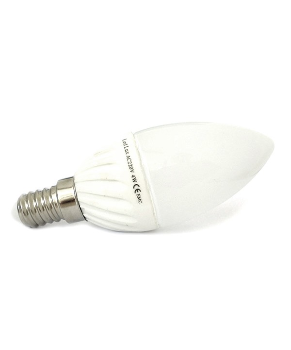 Lampada A Goccia Led E14 Candela Oliva 4W=45W 220V Bianco Neutro 4000K Base Ceramica