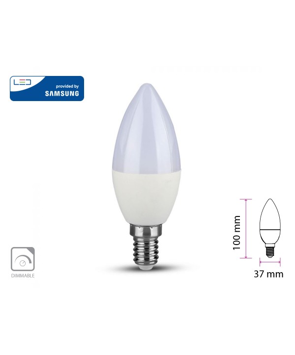 Lampadina LED Chip Samsung E14 C37 5,5W a Candela 3000K Dimmerabile SKU-20045