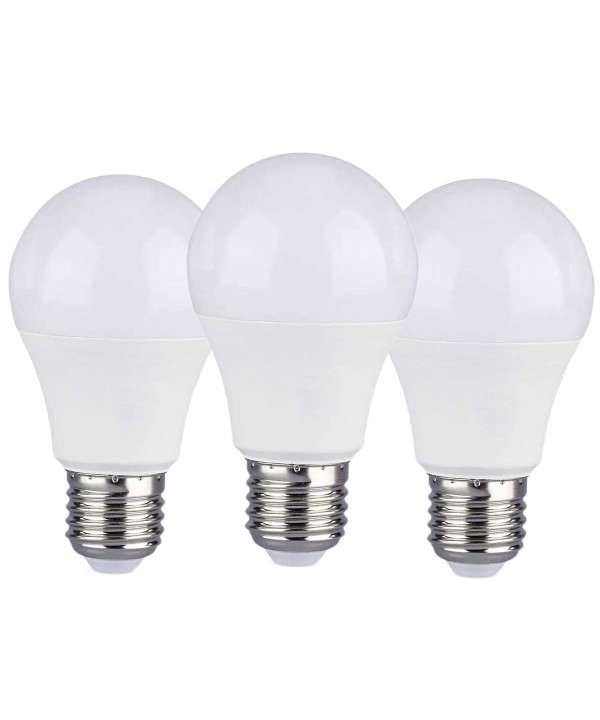 3 PZ Lampada Led E27 A60 9W Bianco Freddo 6400K Bulbo Sfera 806 Lumen SKU-7242