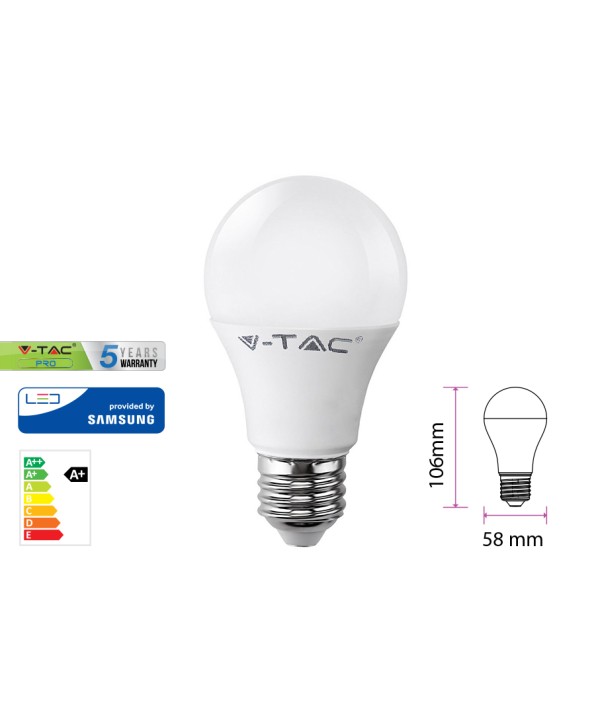 Lampada Led E27 A58 9W=60W Bianco Freddo Bulbo Sfera Chip Samsung Garanzia 5 Anni SKU-230