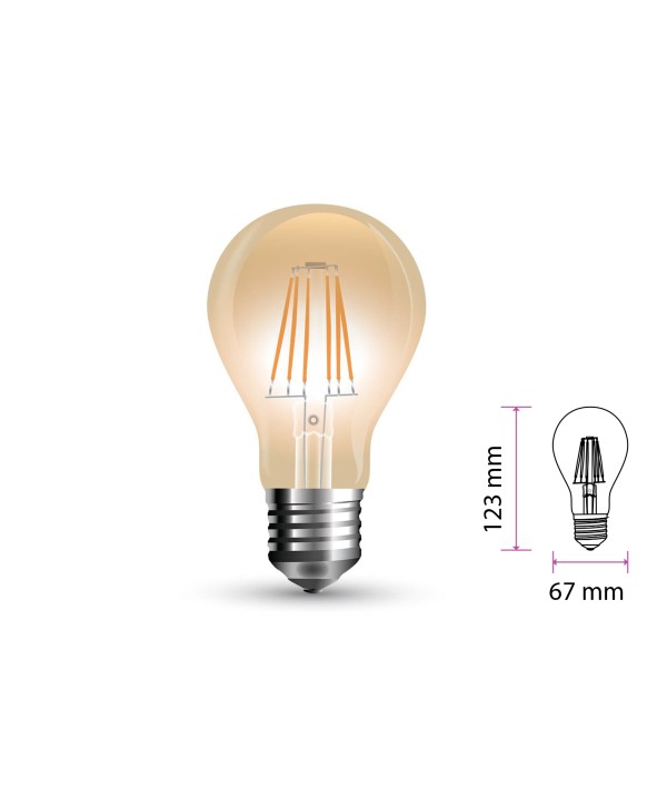Lampada Filo Led a Filamento E27 10W A67 Bianco Caldo 2200K Cover Amber SKU-217157