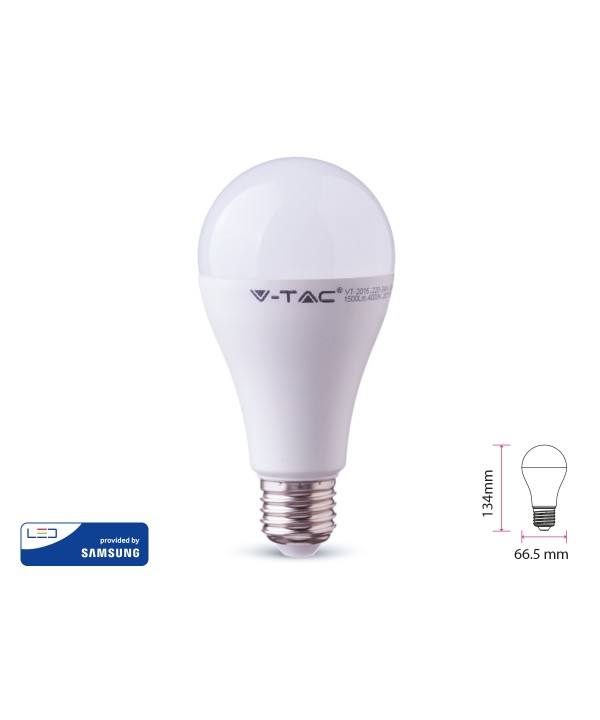 Lampada Led E27 A65 17W Bianco Freddo 6400K Bulbo Sfera Chip Samsung Garanzia 5 Anni SKU-164