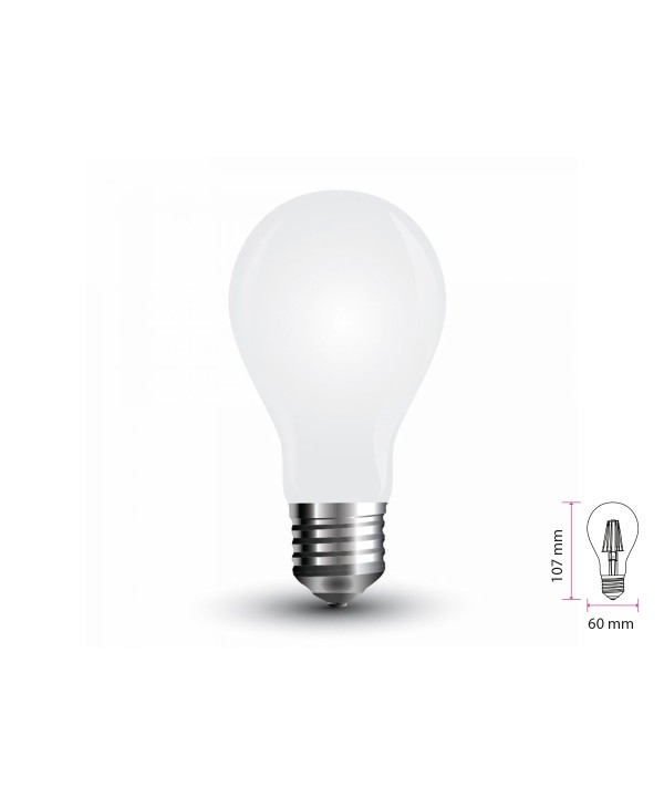 Lampada Led Con Filamento E27 A60 4W Neutro 4000K In Vetro Bianco 360 Gradi SKU-4490