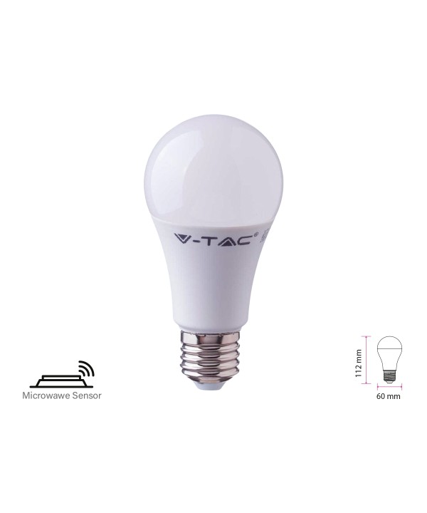 Lampada A Led E27 Con Sensore Microonde 11W A60 RA80 Freddo 6400K Bulbo 1055 lm SKU-2765