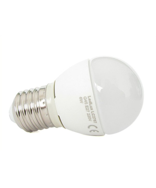 Lampada A Led E27 G45 6W Bianco Caldo 3000K Forma Sfera Bulbo Palla 240 Gradi 220V SKU-21174