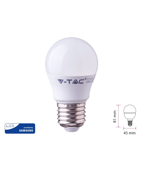Lampada A Led E27 G45 7W Bianco Caldo Forma Sfera Bulbo Palla Con Smd Samsung SKU-866