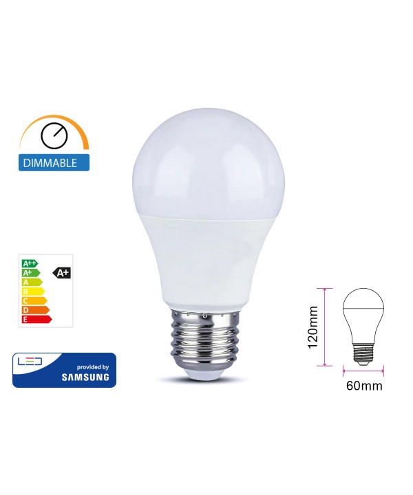 Lampada Led E27 A60 12W 1055 LM Caldo 3000K Dimmerabile Chip Samsung SKU-20044
